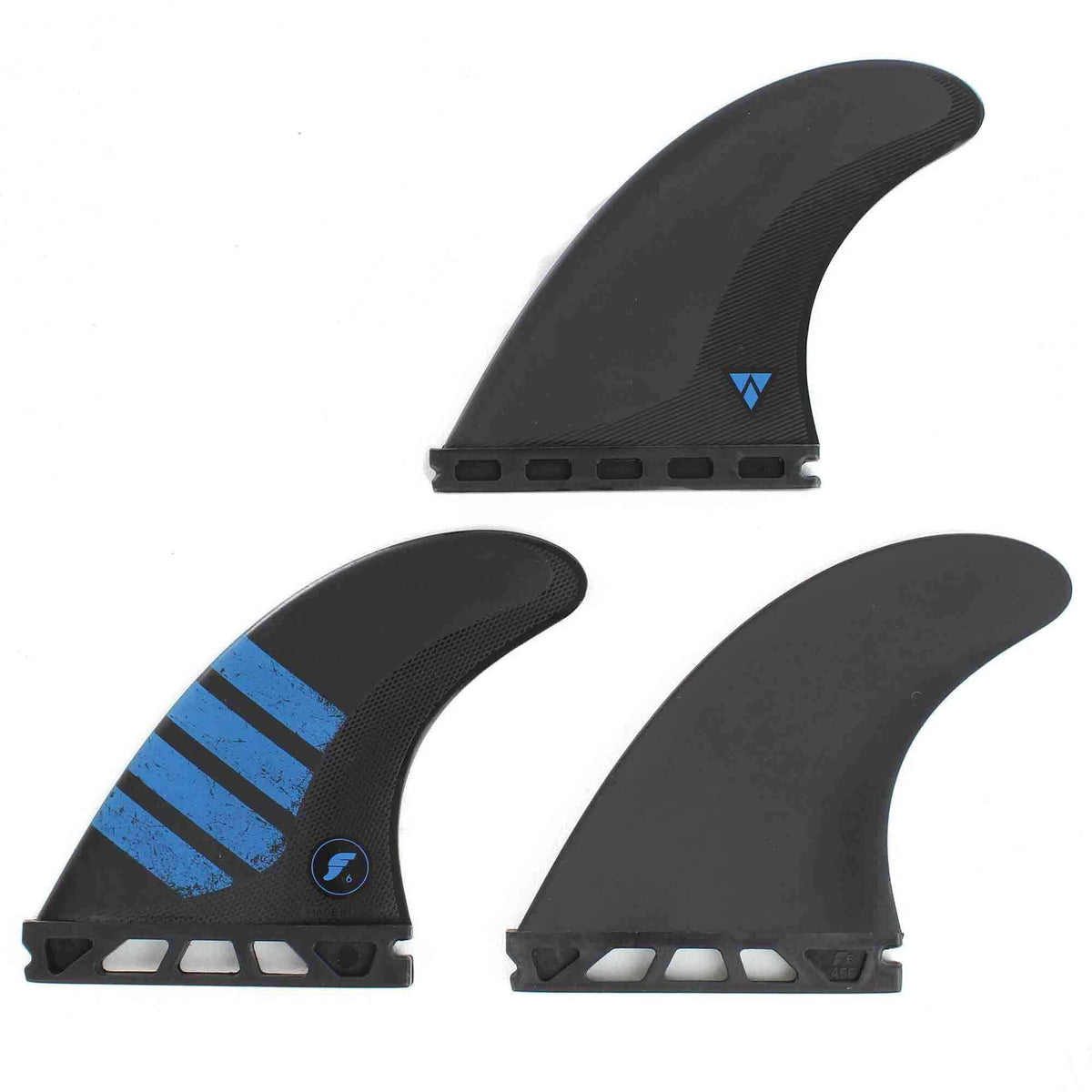 Futures F6 Alpha Thruster Surfboard Fins - Carbon Blue Futures Single Tab Fins by Futures Medium Fins