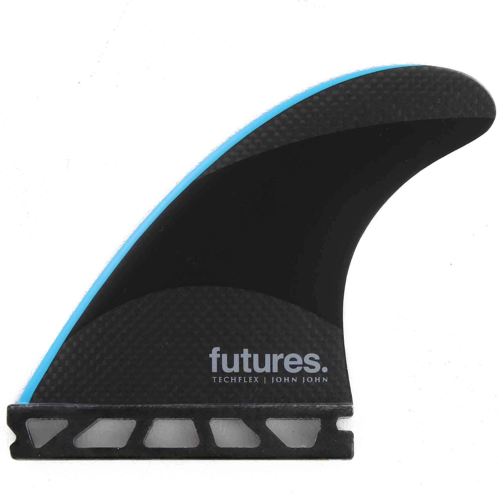 Futures John John Techflex Small Thruster Surfboard Fins - Black Neon Blue Futures Single Tab Fins by Futures Small Fins