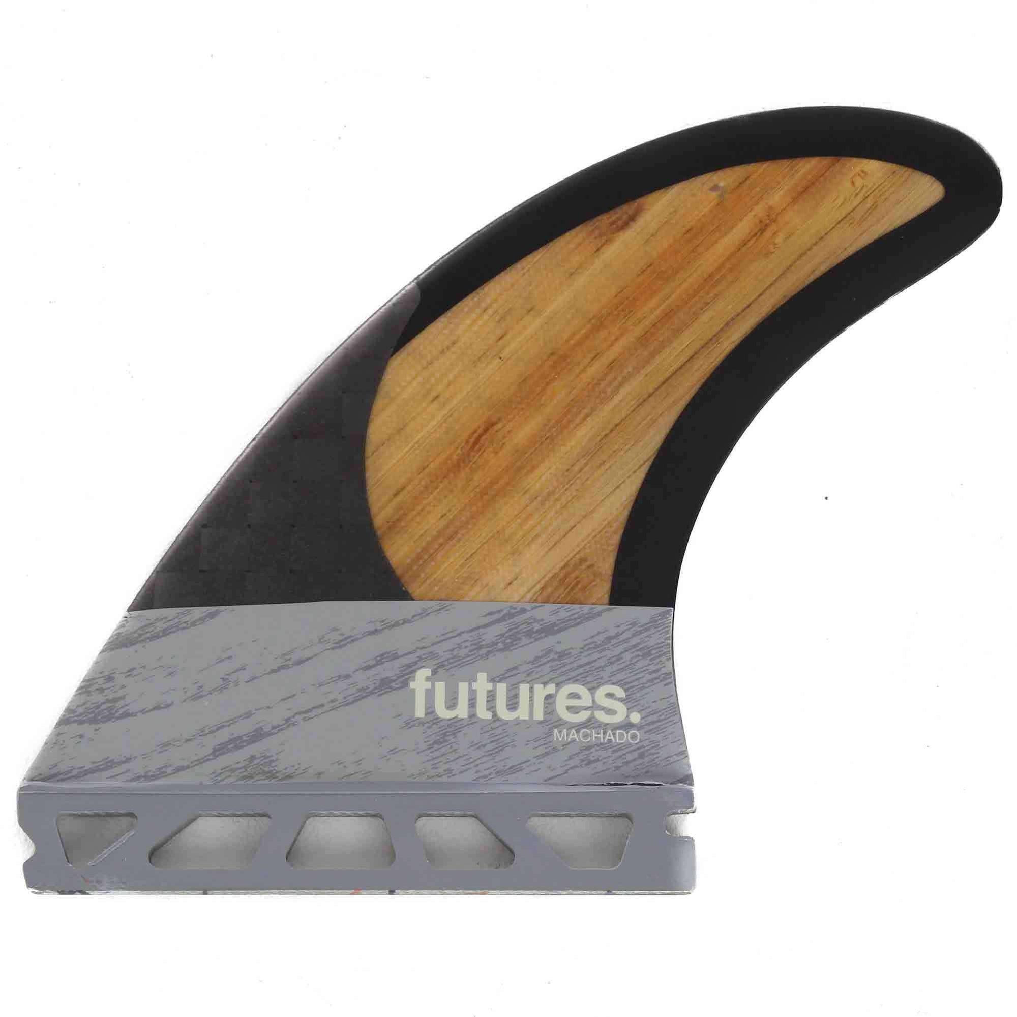 Futures Machado V2 Blackstix 3.0 Thruster Surfboard Fins - Bamboo Grey Futures Single Tab Fins by Futures Medium Fins