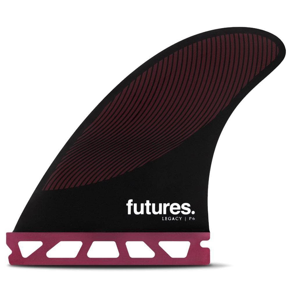 Futures P6 Legacy Surfboard Fins - Burgundy Black Futures Single Tab Fins by Futures Medium Fins