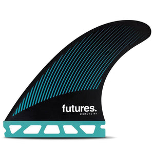 Futures R4 Legacy Surfboard Fins - Teal Black Futures Single Tab Fins by Futures Small Fins