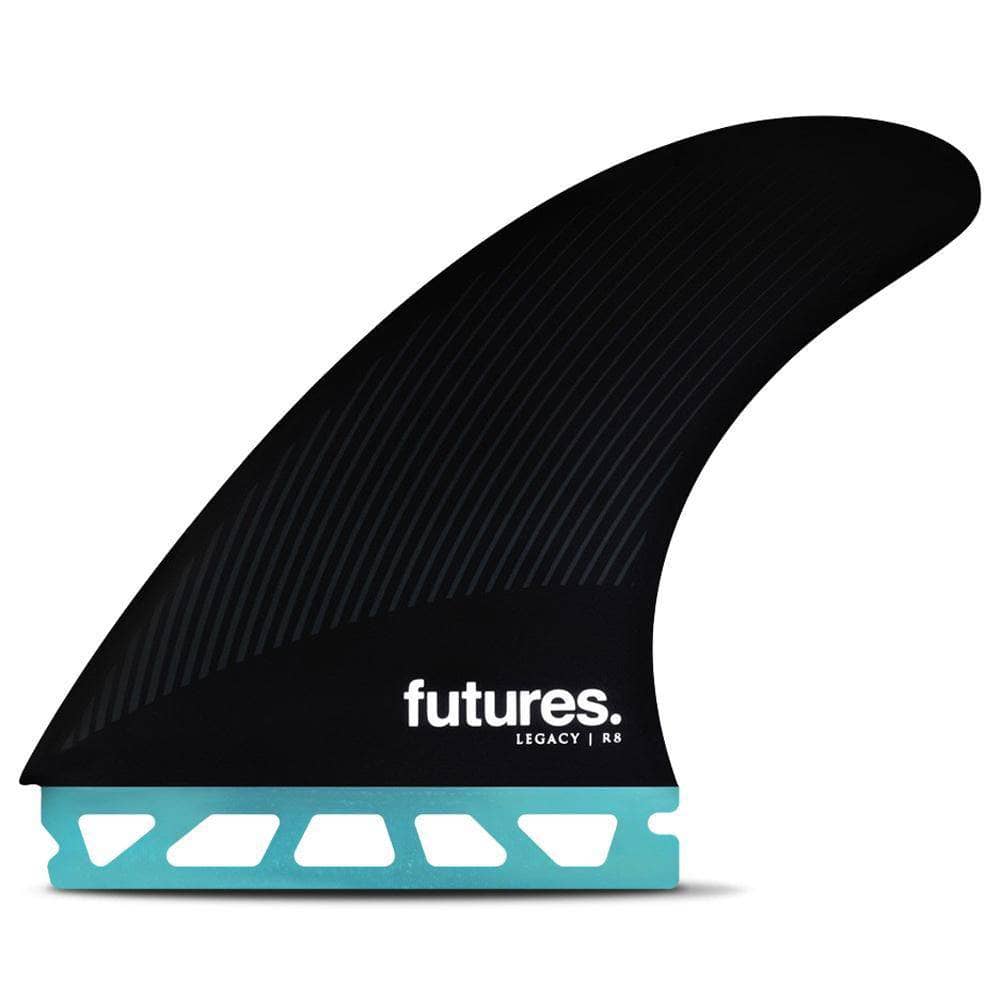 Futures R8 Legacy Surfboard Fins - Teal Black Futures Single Tab Fins by Futures Large Fins