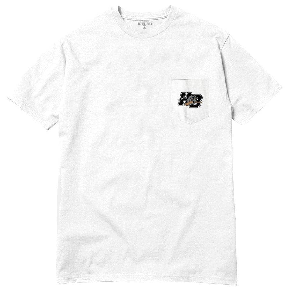Hotel Blue Killer Pocket T-Shirt in White Mens Plain T-Shirt by Hotel Blue