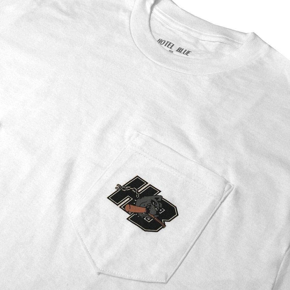 Hotel Blue Killer Pocket T-Shirt in White Mens Plain T-Shirt by Hotel Blue