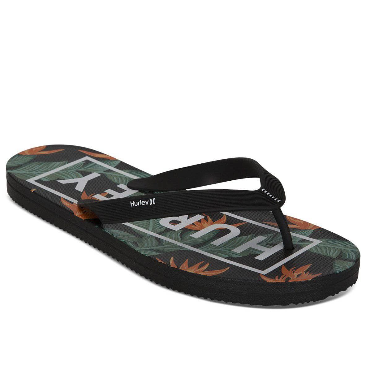 Hurley One & Only 2.0 Printed Sandals - Black Mens Flip Flops by Hurley