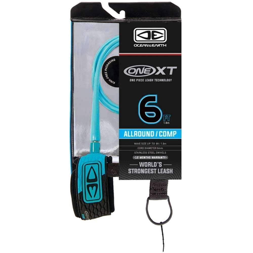 Ocean &amp; Earth 6ft All Round/Comp Comp XT Leash 6ft Surfboard Leash by Ocean and Earth Aqua / 6ft