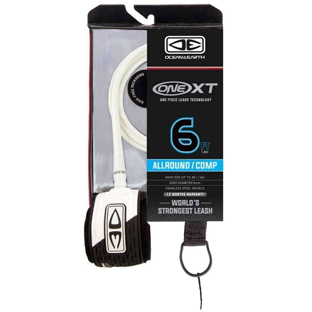Ocean &amp; Earth 6ft All Round/Comp Comp XT Leash 6ft Surfboard Leash by Ocean and Earth White / 6ft