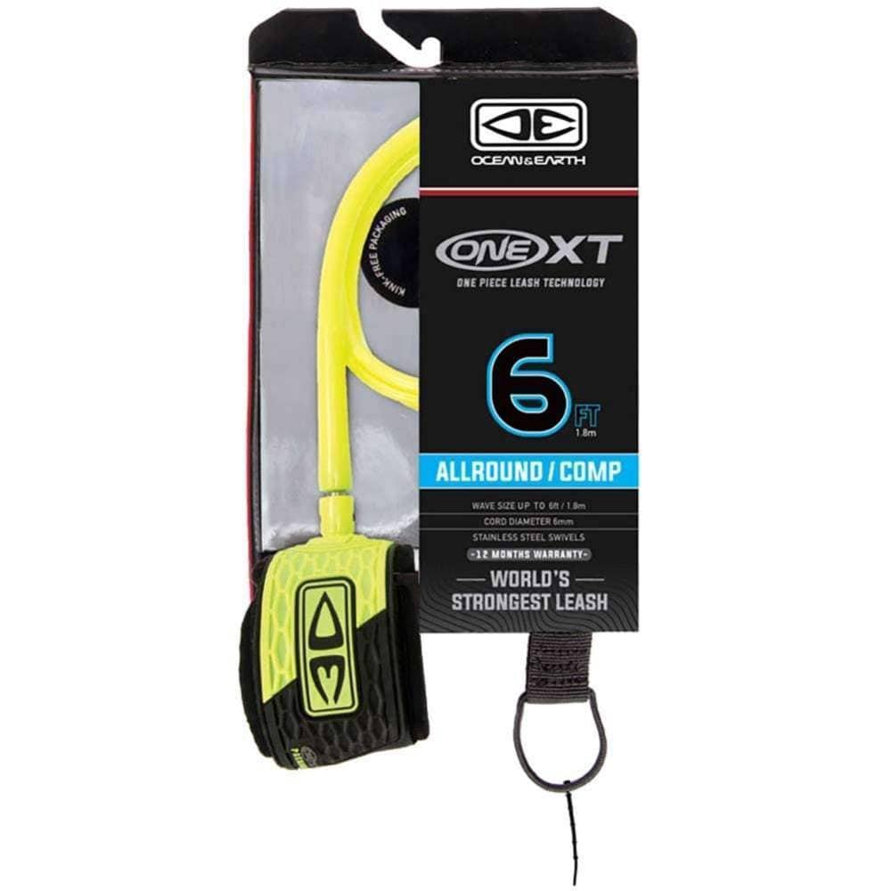 Ocean &amp; Earth 6ft All Round/Comp Comp XT Leash 6ft Surfboard Leash by Ocean and Earth Yellow / 6ft
