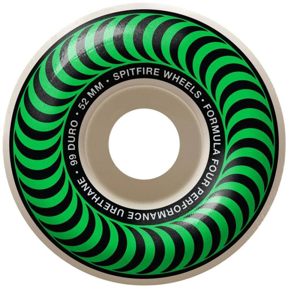 Spitfire Formula Four 52mm Classics 99duro Skateboard Wheels Green 52mm Skateboard Wheels by Spitfire