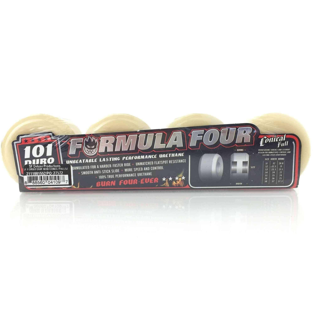 Spitfire Formula Four Conical Full 101 Duro Wheels 52mm Skateboard Wheels by Spitfire 52mm