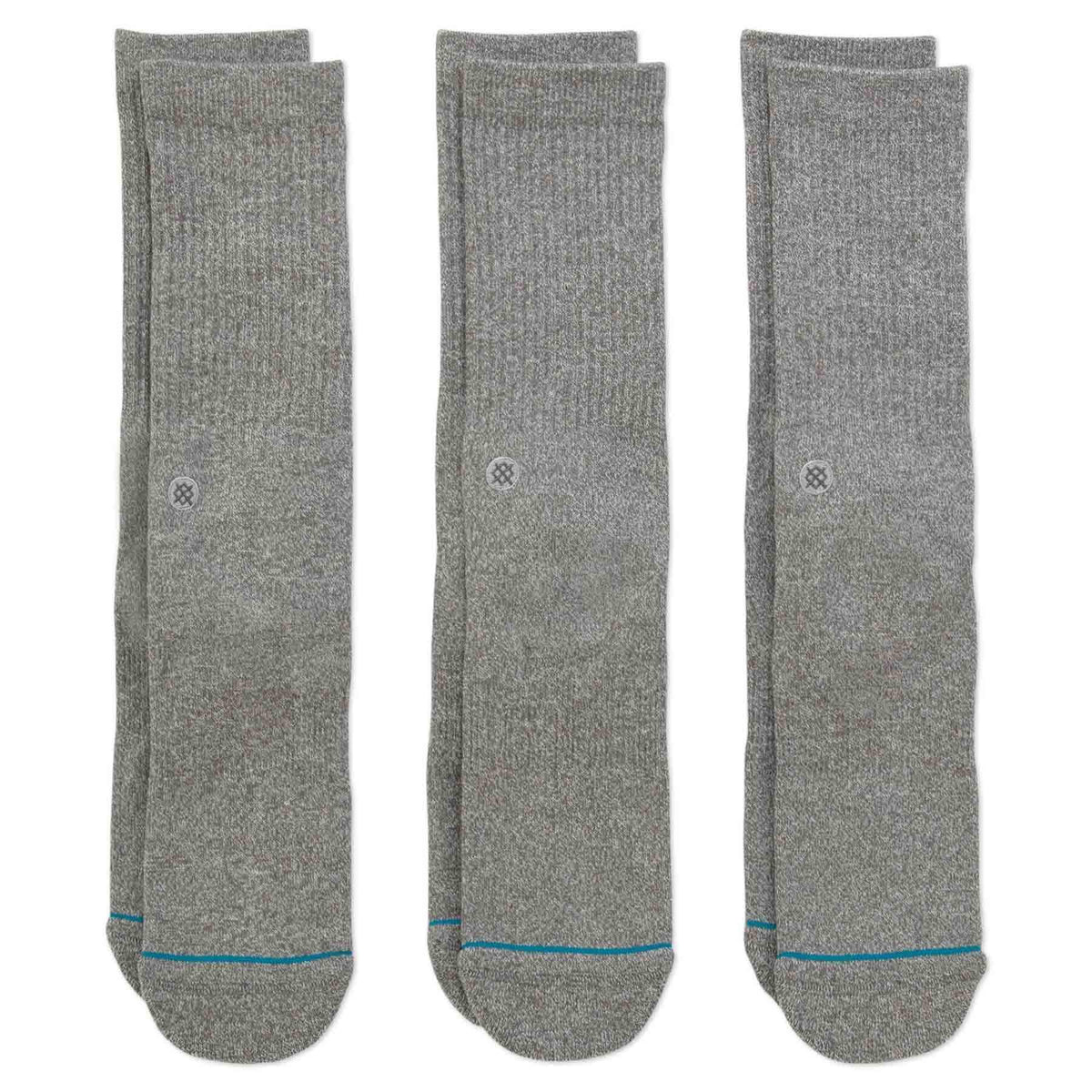 Stance Icon 3 Pack of Socks - Grey Heather Mens Crew Length Socks by Stance