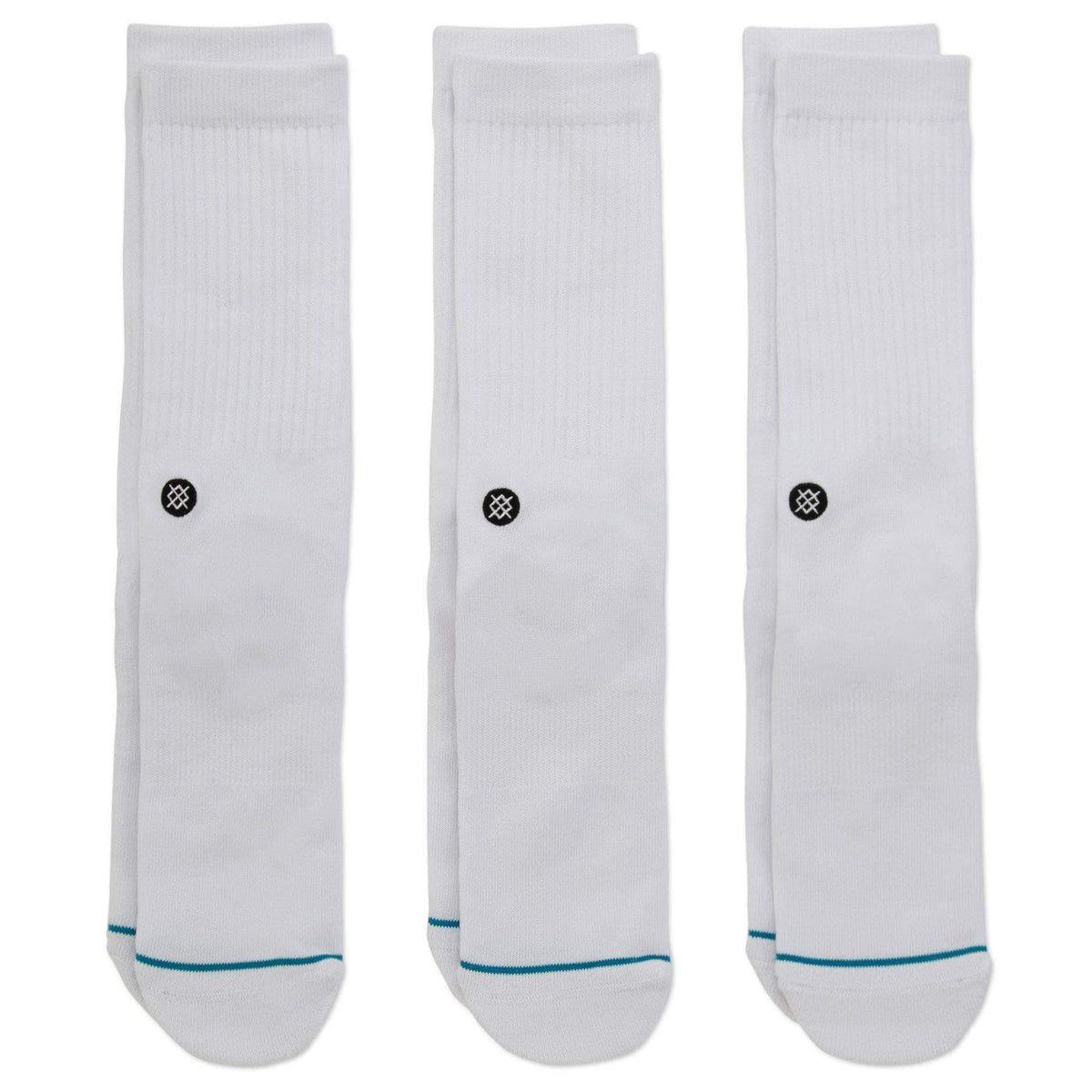 Stance Icon 3 Pack of Socks - White Mens Crew Length Socks by Stance