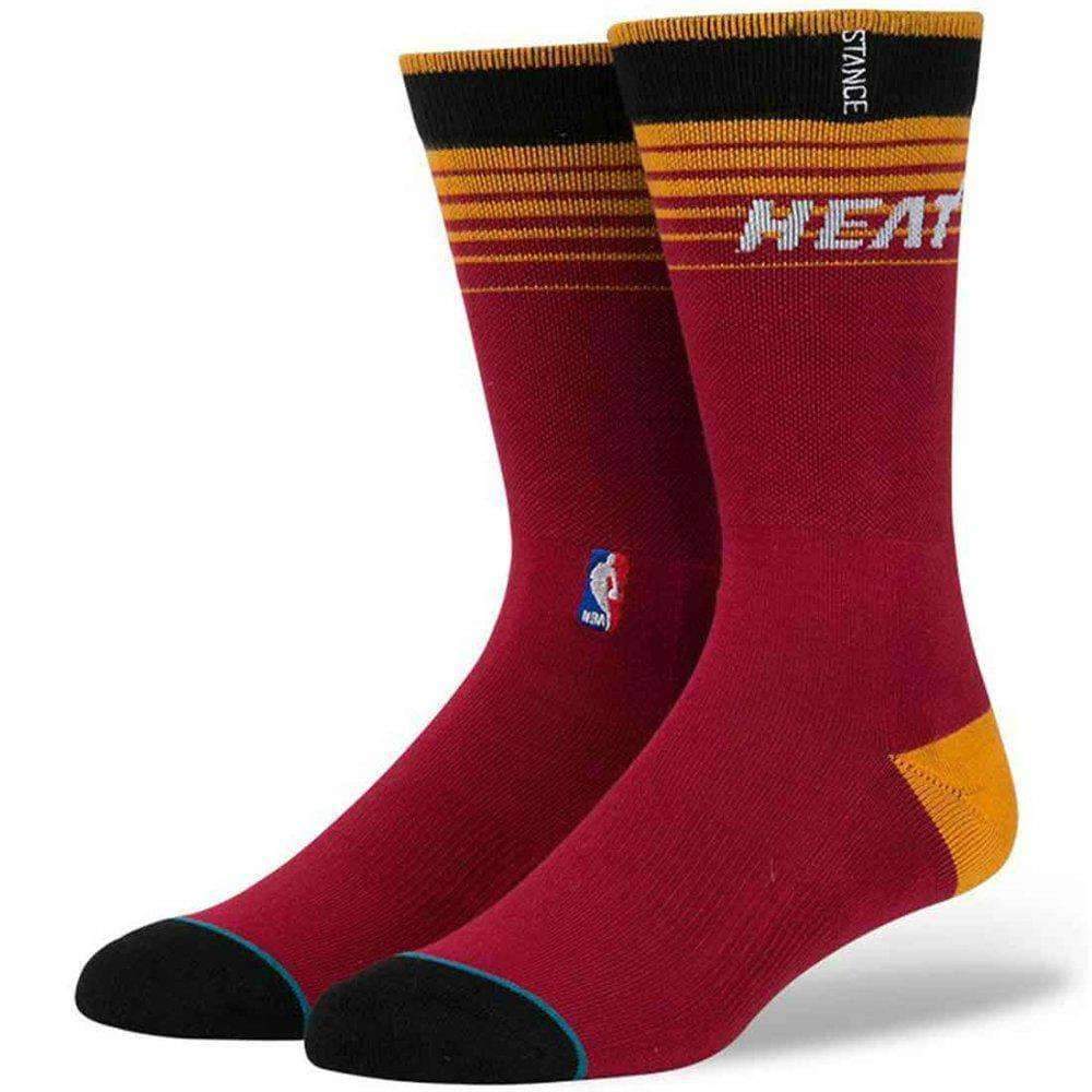 Stance NBA Arena Logo Miami Heat Basketball Socks in Red/Yellow Mens Crew Length Socks by Stance
